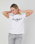 T-SHIRT LOGO GOTICO STRASS WHITE