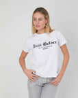 T-SHIRT LOGO GOTICO STRASS WHITE