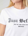 T-SHIRT LOGO GOTICO STRASS WHITE