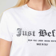 GOTIC LOGO T-SHIRT STRASS WHITE