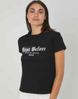 T-SHIRT LOGO GOTICO STRASS BLACK