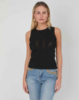 TOP BLACK TRAFORATED LOGO JERSEY