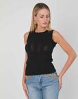 TOP BLACK TRAFORATED LOGO JERSEY