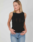 TOP BLACK TRAFORATED LOGO JERSEY