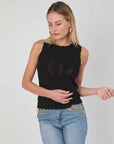 TOP BLACK TRAFORATED LOGO JERSEY