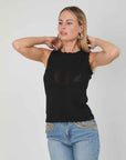 TOP BLACK TRAFORATED LOGO JERSEY