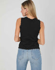 TOP BLACK TRAFORATED LOGO JERSEY