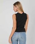 TOP BLACK TRAFORATED LOGO JERSEY
