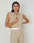 CAMICIA SMANICATA LINO GESSATO