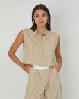 CAMICIA SMANICATA LINO GESSATO