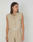 CAMICIA SMANICATA LINO GESSATO