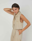 CAMICIA SMANICATA LINO GESSATO