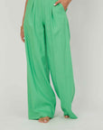 PANTALONI PALAZZO LINO AQUA GREEN