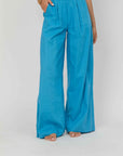 PANTALONI PALAZZO LINO SKY BLUE