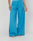 PANTALONI PALAZZO LINO SKY BLUE