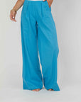 PANTALONI PALAZZO LINO SKY BLUE