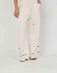 PANTALONI FELPA BOTTONI CREAM