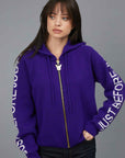 MAGLIONE ZIP BANDA LOGO VIOLET