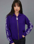 MAGLIONE ZIP BANDA LOGO VIOLET