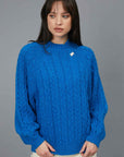 MAGLIONE TRECCE BASIC ROYAL BLUE