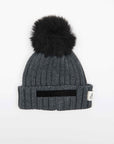 SPEAKING POMPON FUR GRAY BEANIE