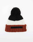 SPEAKING BEANIE POMPON ALPACA NERO-PANNA-ARANCIONE