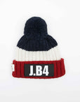 SPEAKING BEANIE POMPON ALPACA BLUE-PANNA-BORDEAUX