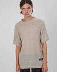 T-SHIRT A RETE BEIGE