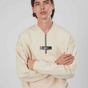 FELPA ZIP CORTA ETICHETTA BEIGE