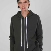 FELPA ZIP LATERALE MILITARY GREEN