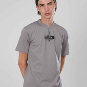 T-SHIRT ZIP CORTA ETICHETTA GREY