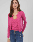 CARDIGAN ROMBI TRAFORATO FUXIA