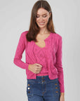 CARDIGAN ROMBI TRAFORATO FUXIA
