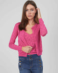 CARDIGAN ROMBI TRAFORATO FUXIA