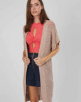 CARDIGAN LUNGO RETE ROSA ANTICO