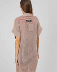 CARDIGAN LUNGO RETE ROSA ANTICO