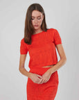 T-SHIRT IN MAGLIA TRAFORATA RED