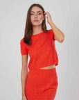 T-SHIRT IN MAGLIA TRAFORATA RED