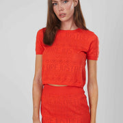 T-SHIRT IN MAGLIA TRAFORATA RED