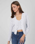CARDIGAN CORTO A TRECCE WHITE