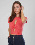 T-SHIRT INCROCIO CORALLO