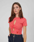 T-SHIRT INCROCIO CORALLO