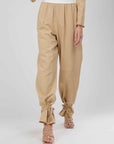 PANTALONI LINO BEIGE LACCI
