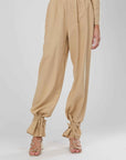 PANTALONI LINO BEIGE LACCI