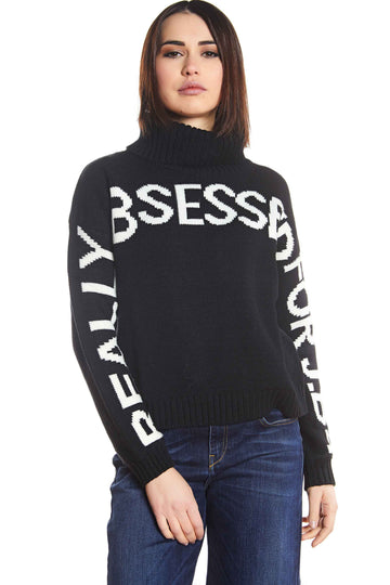REALLY OBSESSED PATCH SWEATER BLACK APPLIANCE