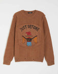 CAMEL EAGLE EMBROIDERED SWEATER