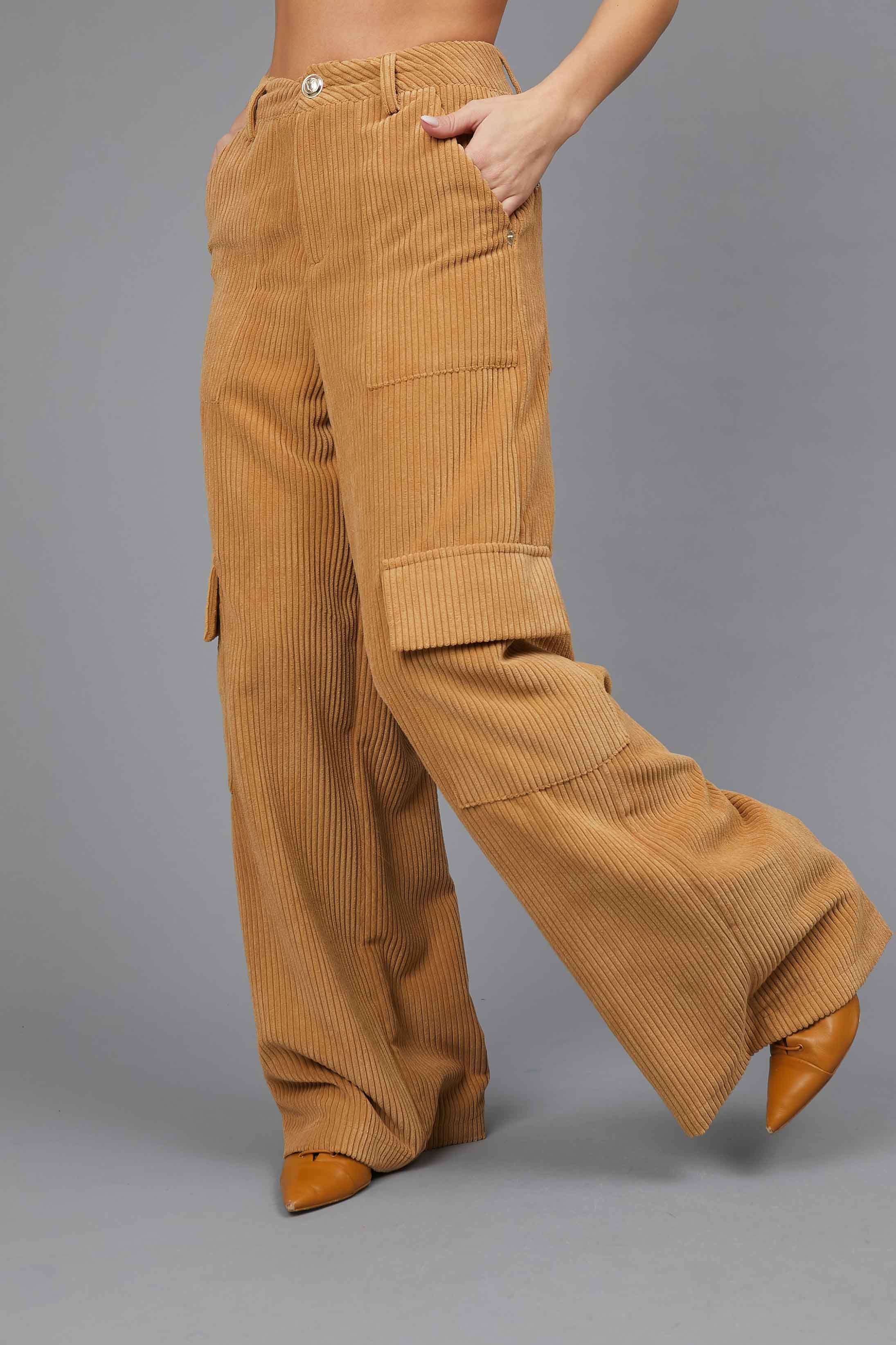CARGO VELVED PANTS IN COSTE CAMEL