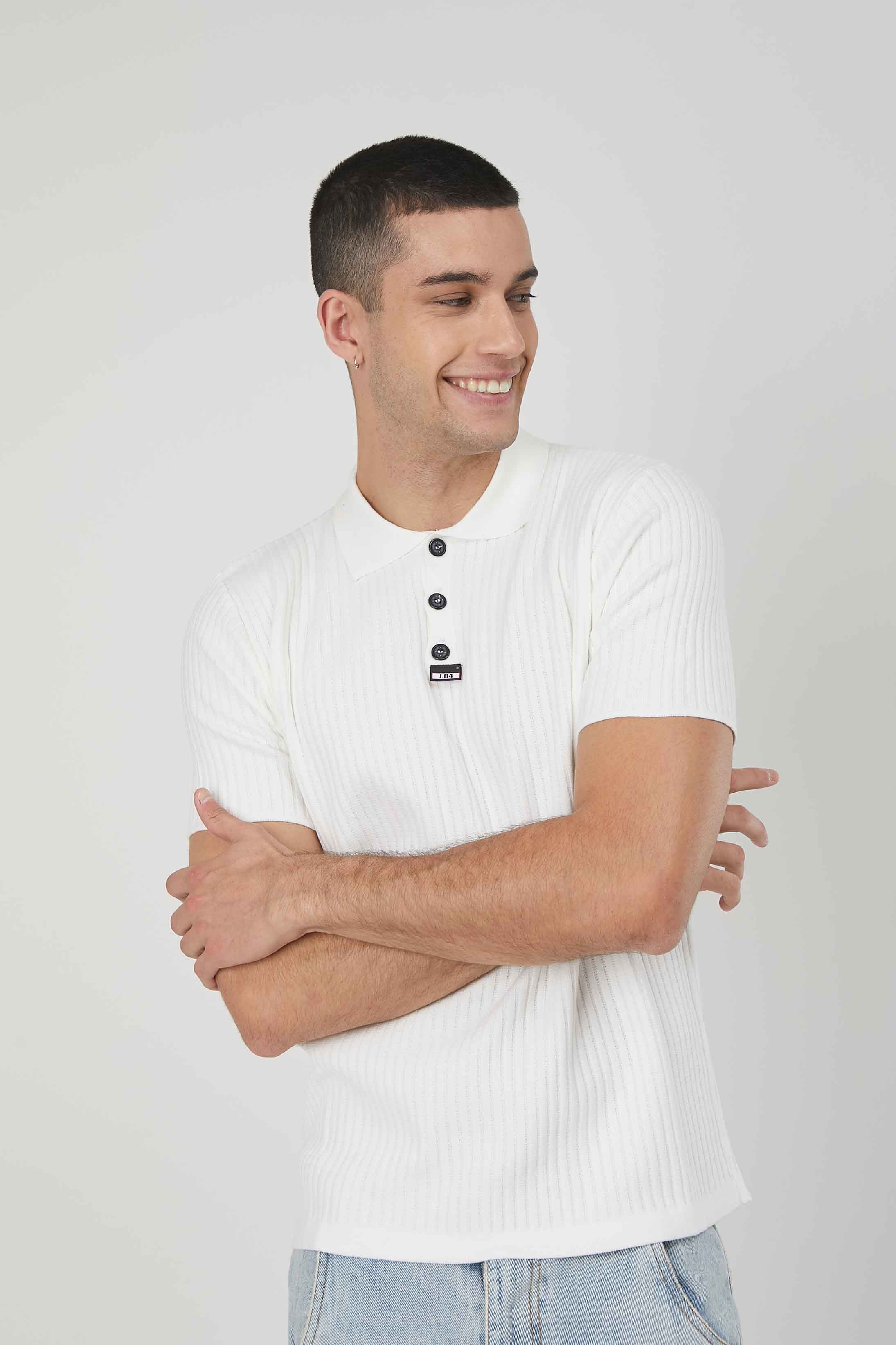 POLO IN MAGLIA A COSTE WHITE