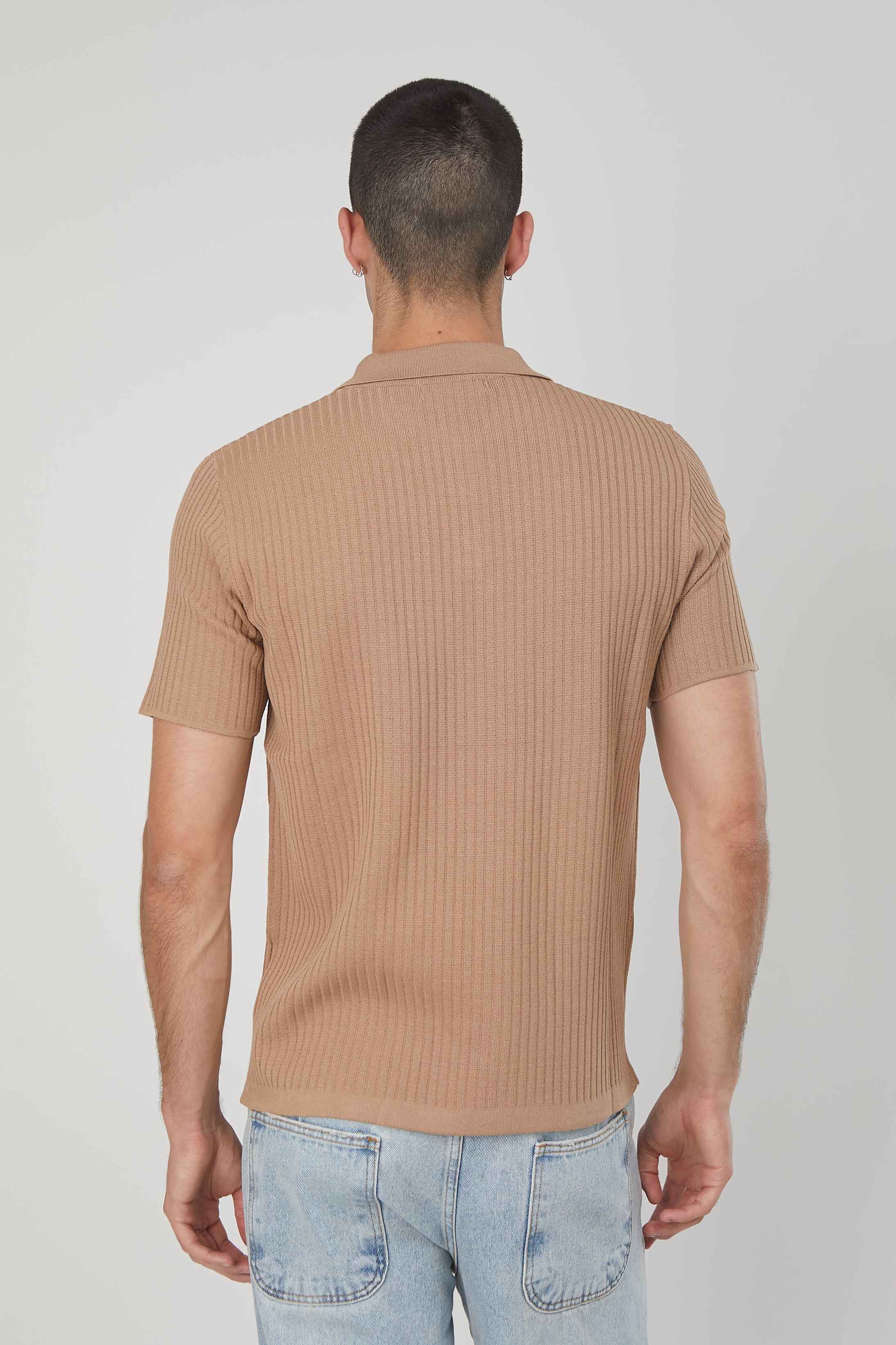 POLO IN MAGLIA A COSTE BEIGE