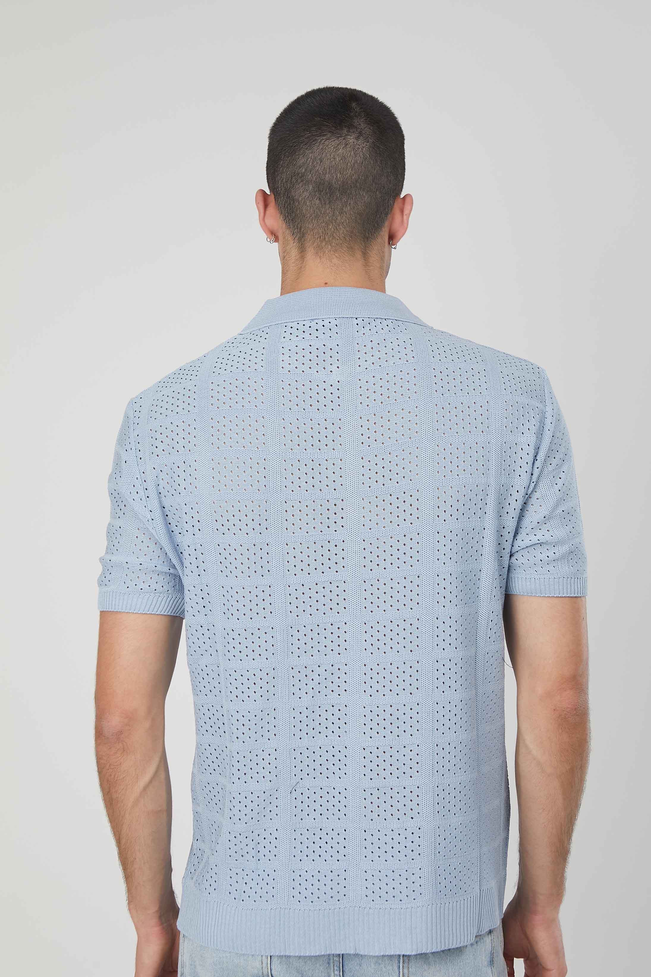 POLO IN MAGLIA TRAFORATA LIGHT BLUE
